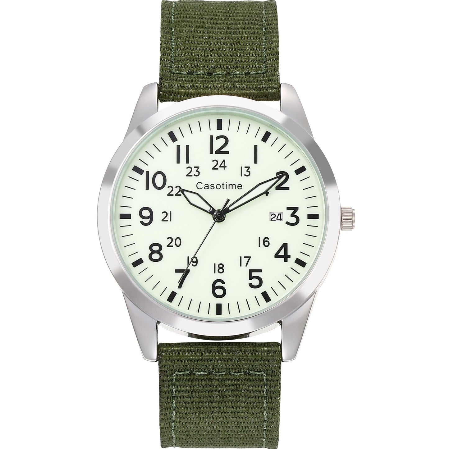 HOTCasotime Tactical Military Watch for Men - Field-Tested Analog Quartz with Luminous Dial, 30M Water Resistant Nylon Band & Second Hand | Unisex Army Sport Wristwatch