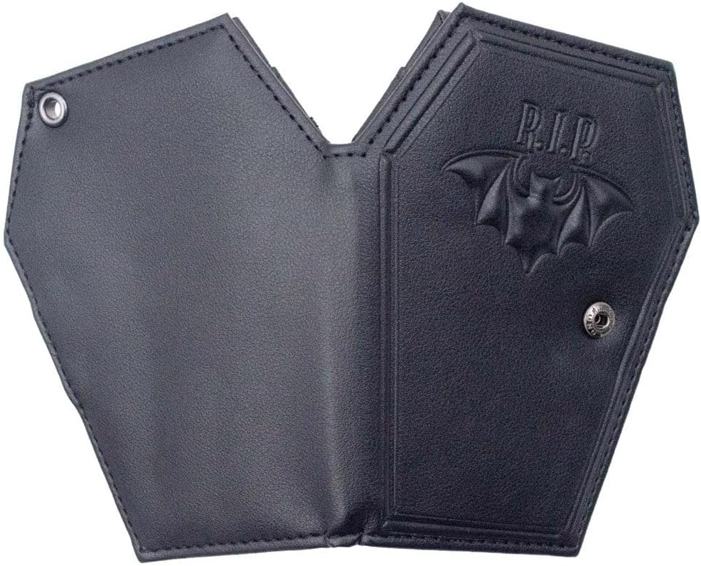 HOTkreepsville 666 Gothic Embossed RIP Bat Spooky Coffin Wallet