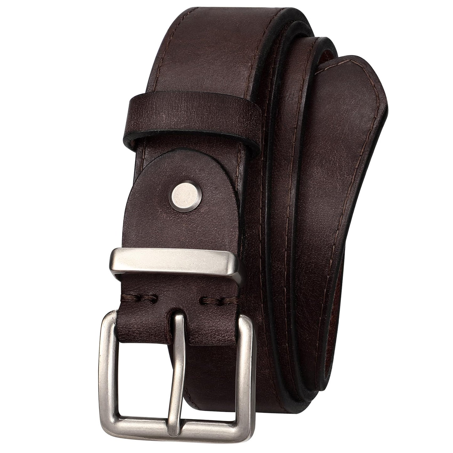 HOTWomen's Full Grain Leather Belt for Jeans Pants Real Genuine Leather Waist Belt with Matte Gold/Silver Buckle