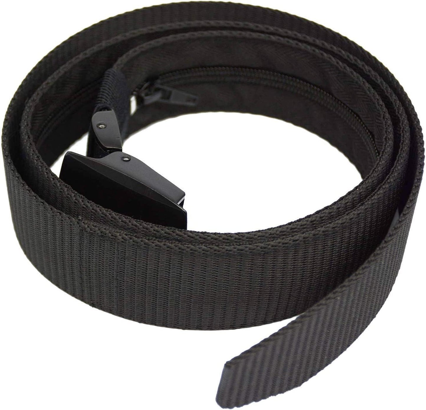 HOTMoney Belts for Travel for Men, Nylon Military Tactical Mens with Zinc Alloy Buckle, Security Money Belt with Hidden Money Pocket - Black
