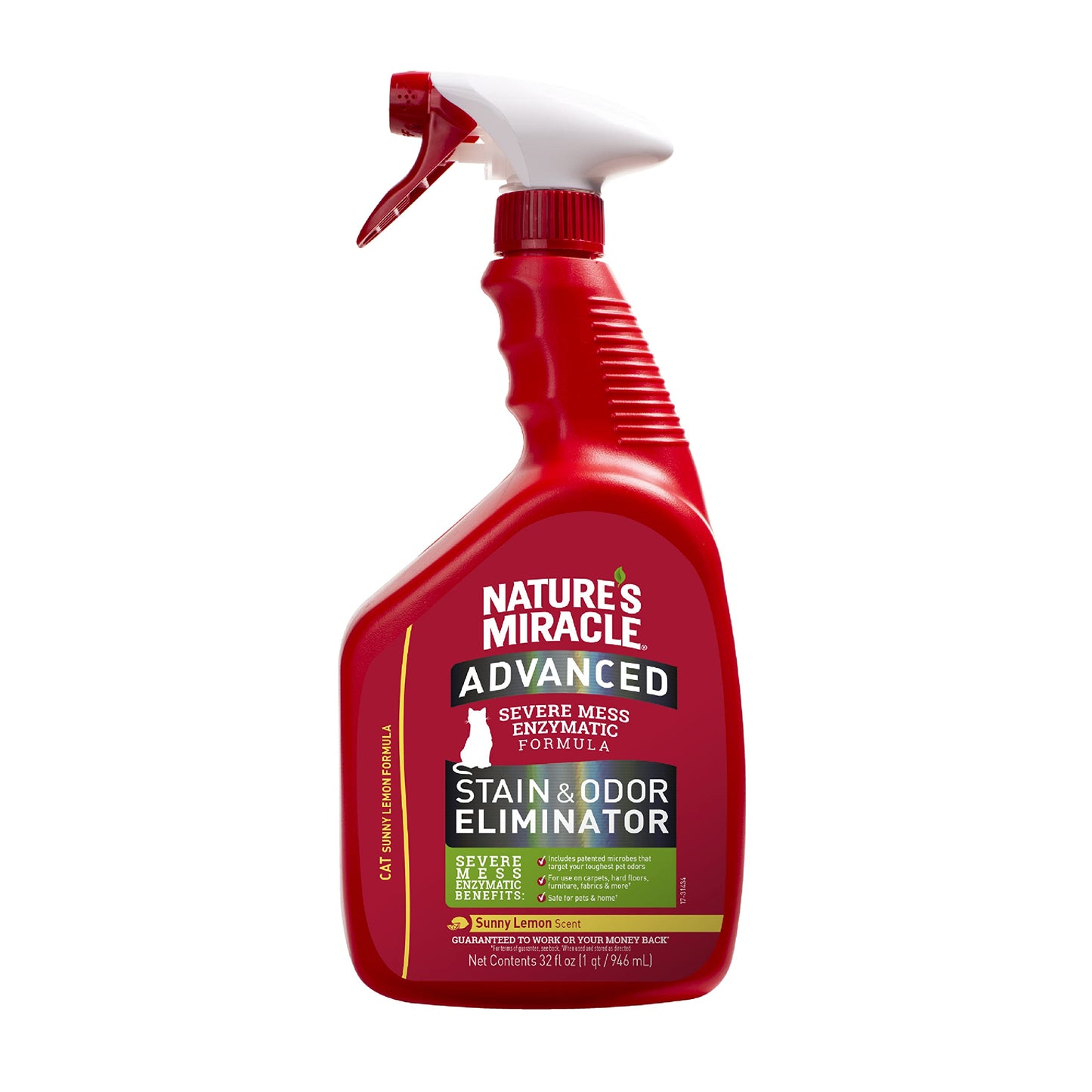 HOTNature's Miracle Advanced Cat Stain and Odor Eliminator Spray, Severe Mess Enzymatic Formula For Tough Pet Messes, 32 oz