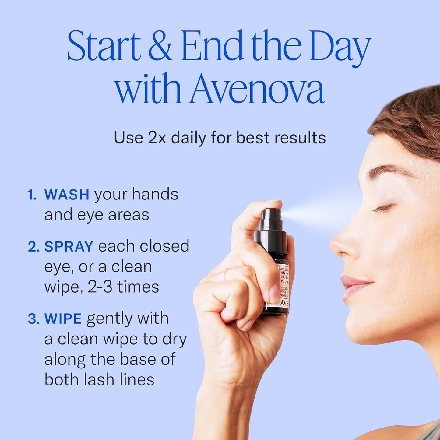 HOTAvenova Eyelid Spray Cleanser for Lid & Lash, 20 ml Bottle | Gentle Everyday Pure Hypochlorous Acid Spray for Eye Irritation