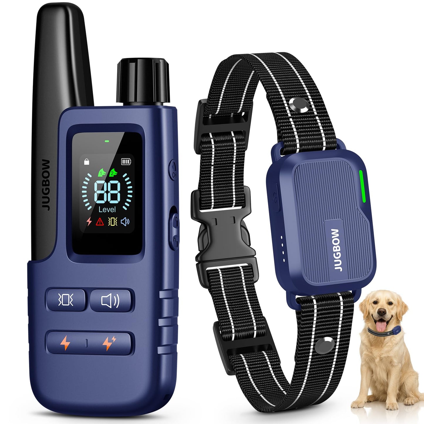 HOTDog Shock Collar - 4500FT Dog Training Collar with Remote, IPX8 Waterproof Electric Dog Collar with 4 Training Modes, Security Lock, Rechargeable eCollar for 10-120lbs Dogs(Green 2 Pack)