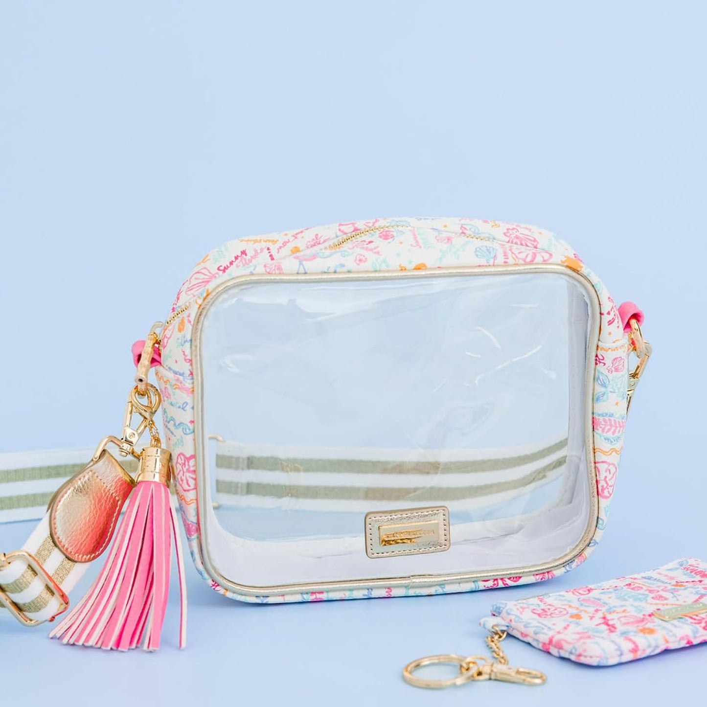 HOTLilly Pulitzer Zip Card Case ID Wallet, Summer Serenade | Cute, Colorful, Keychain Coin Purse Wallet with Zipper Close, Key Ring, Chain, and ID Window