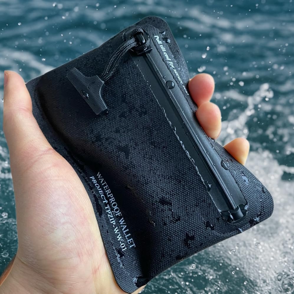 HOTHeavy Duty Airtight Wallet Submersible Waterproof & Fire-retardant Waterproof Protection (Up to 30M Depth) (Black)