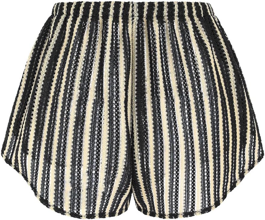 HOTZAFUL Crochet Cover Up Shorts for Women Beach Swimwear 2026 Boho High Waisted Drawstring Flowy Swim Bottom