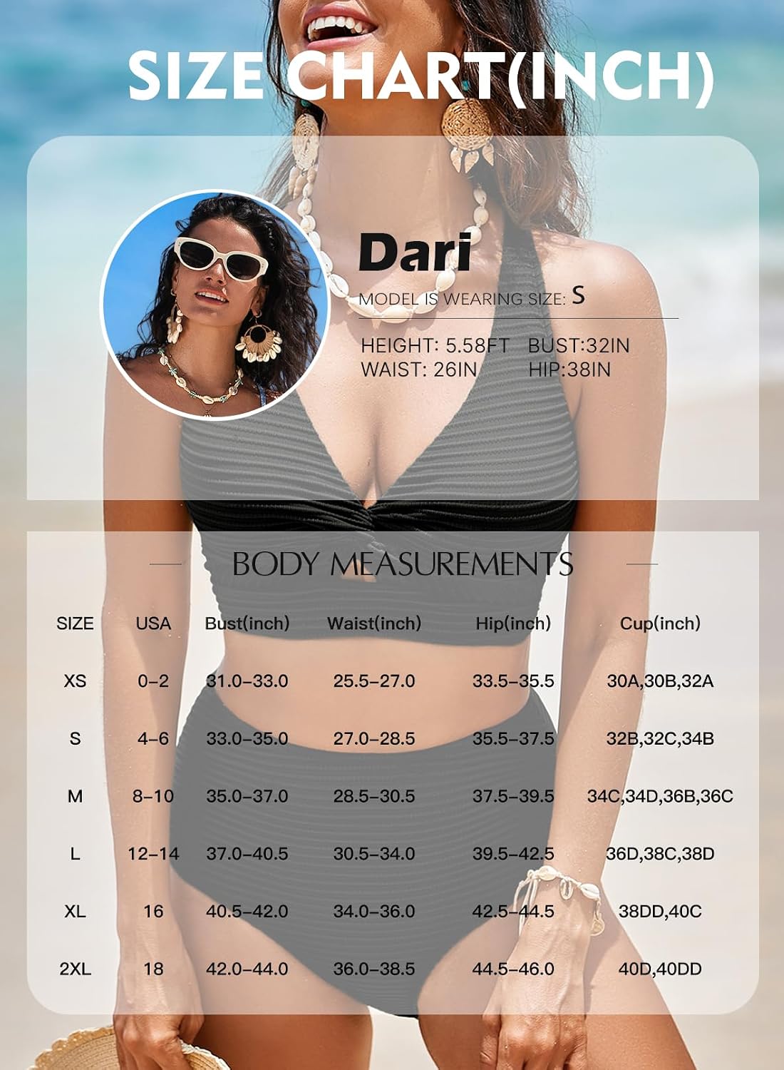HOTHerseas Women's Textured Bikini Sets Twist Front Top Swimsuits High Waisted Bathing Suits