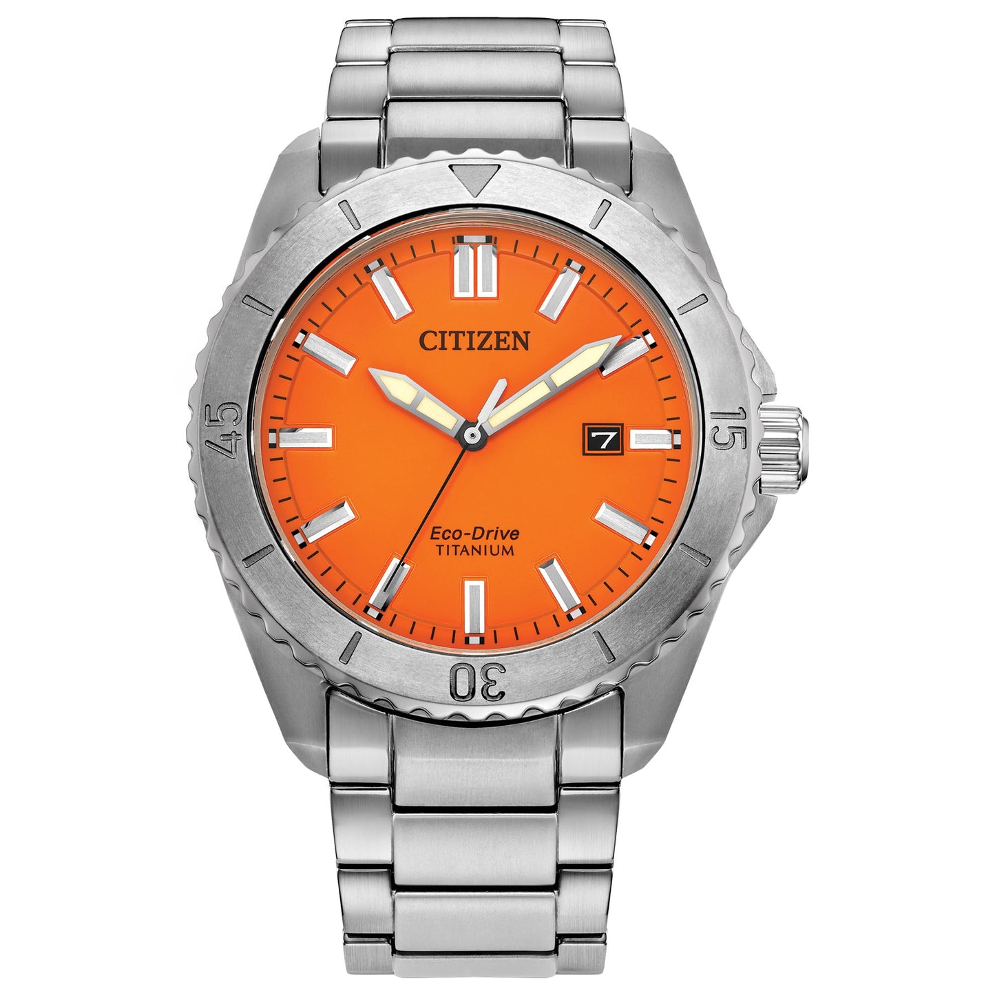 HOTCitizen Men's Eco-Drive Brycen Sport Casual Watch, Silver-Tone Super Titanium Case, 3 Hand, Date