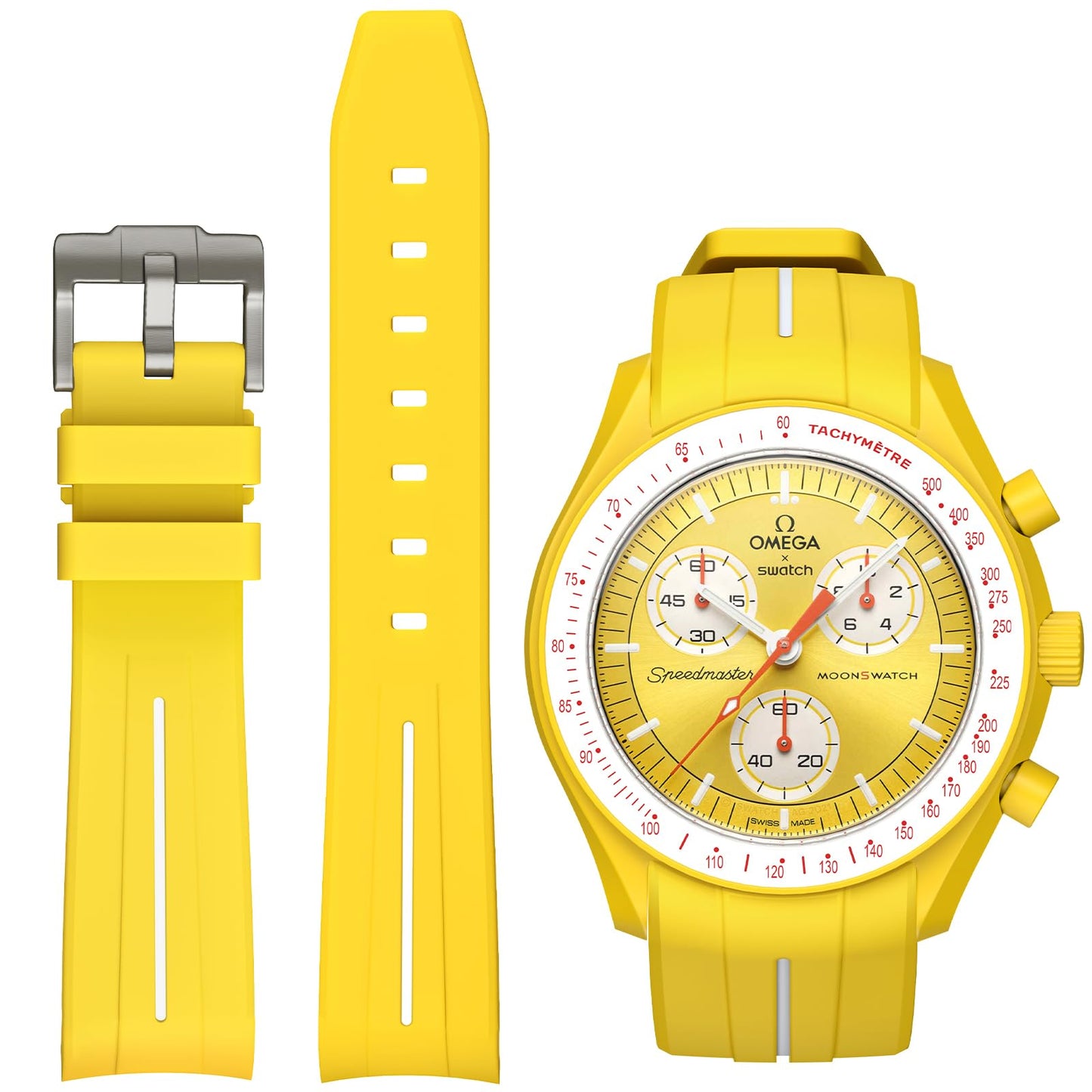 HOTBands for Moonswatch Watch,Curved No Gap Rubber Strap Compatible with Omega X Swatch Moonswatch Speedmaster/Rolex/SEIKO 20mm Watch,Swatch Omega Moonswatch Speedmaster Watch Replacement Band Men Women