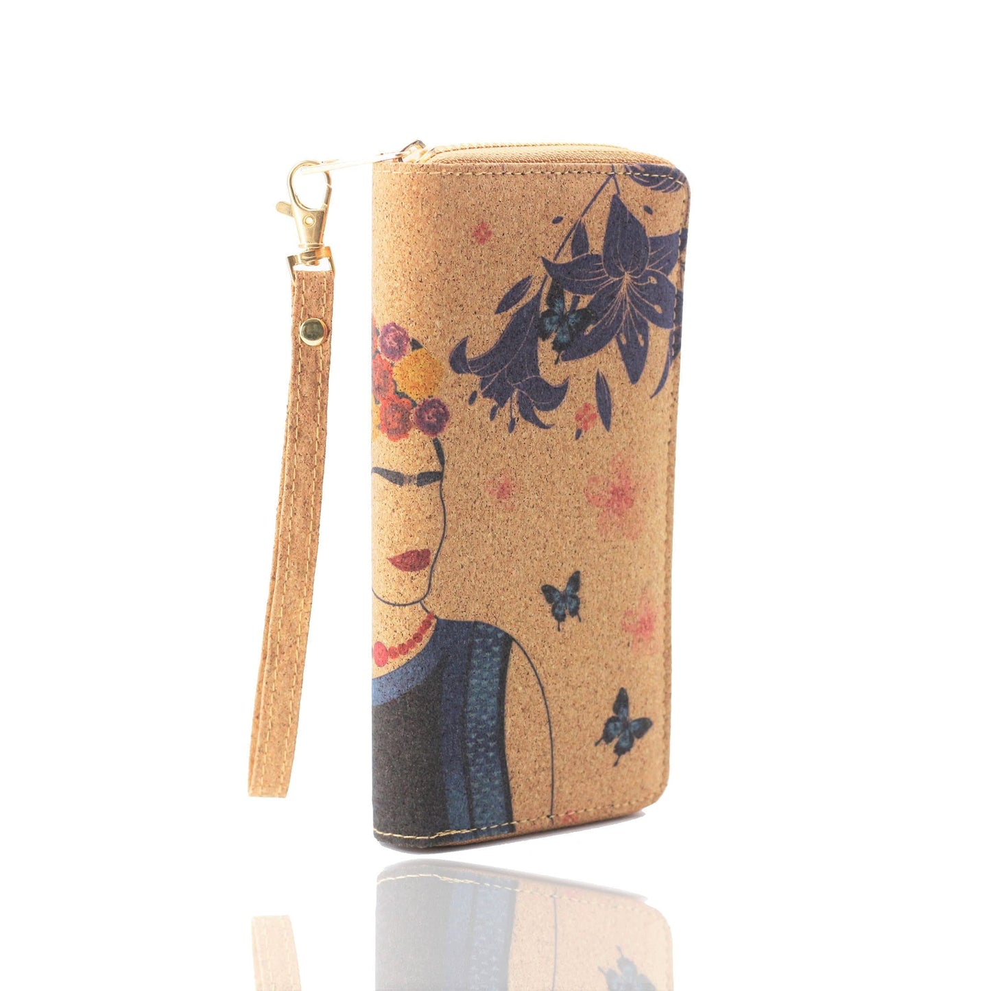 HOTFrida Kahlo Cork Vegan Wristlet Wallet Mexican Art Design