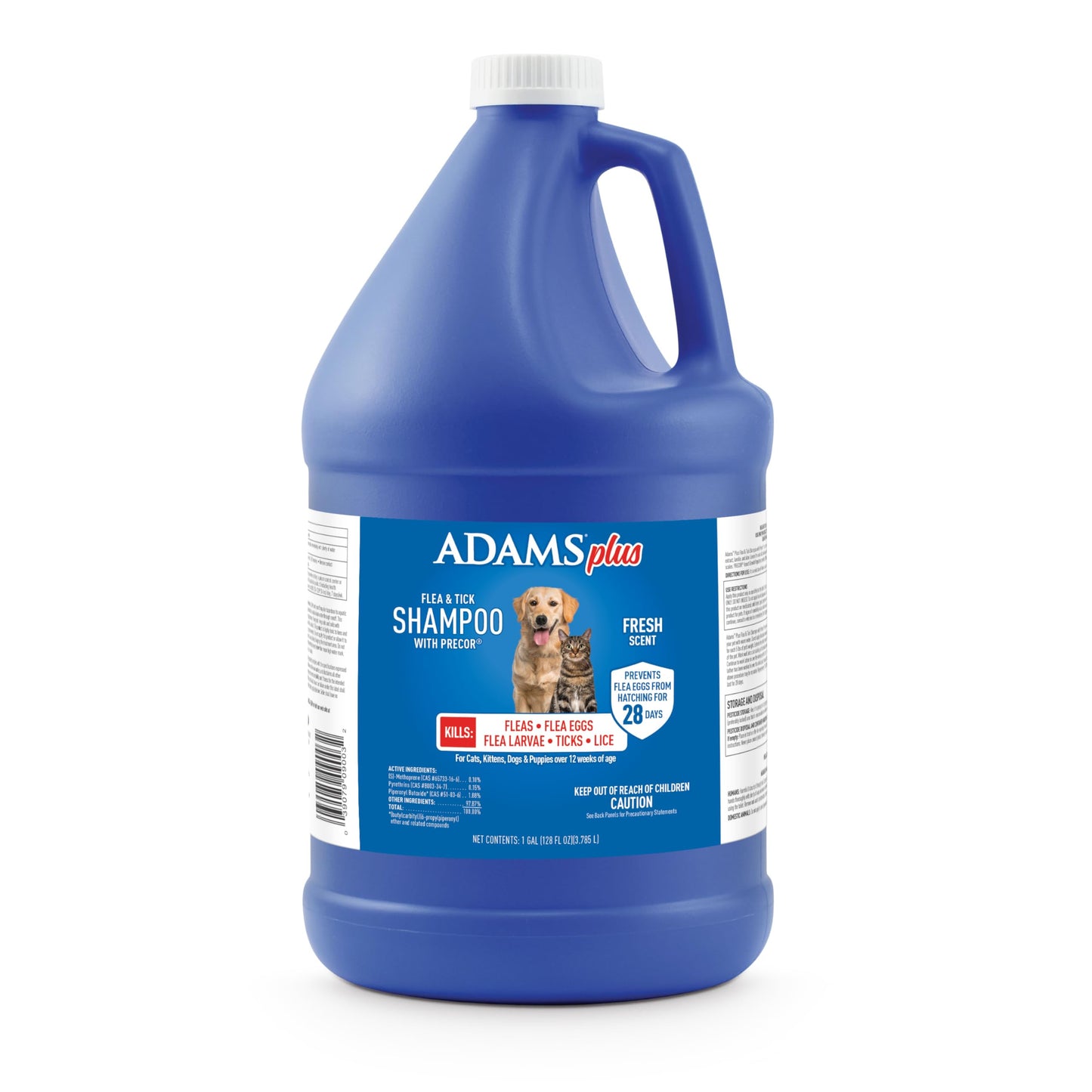 HOTADAMS Plus Flea & Tick Shampoo with Precor for Dogs, Cats, Puppies & Kittens, Flea Shampoo to Treat Infestations, Kills Ticks, Fleas, Flea Eggs & Lice, Cleans and Conditions Coat, 12 Ounces