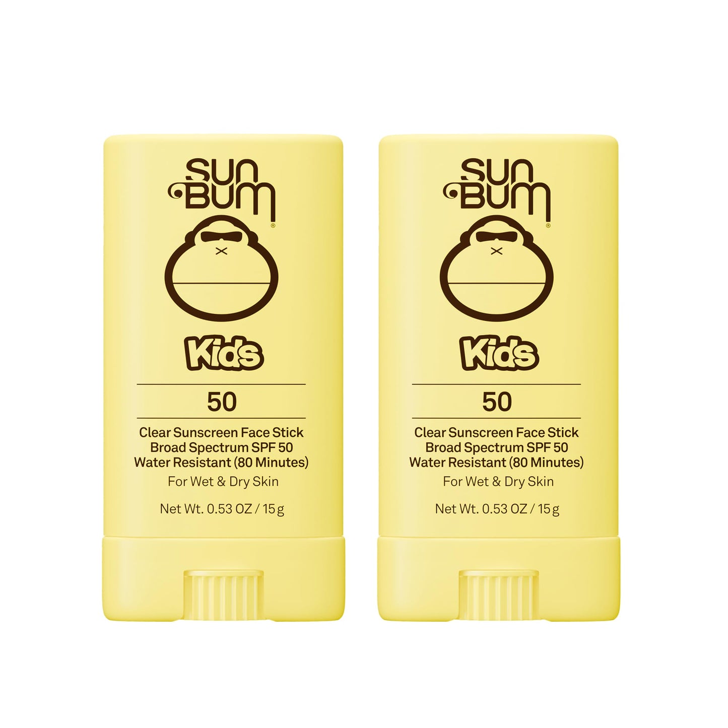 HOTSun Bum Kids SPF 50 Clear Face Stick Sunscreen - Wet or Dry Skin Application Broad Spectrum Sunscreen with Vitamin E - Hawaii Act 104 Compliant (Without Octinoxate & Oxybenzone) - Travel Size 0.53 oz