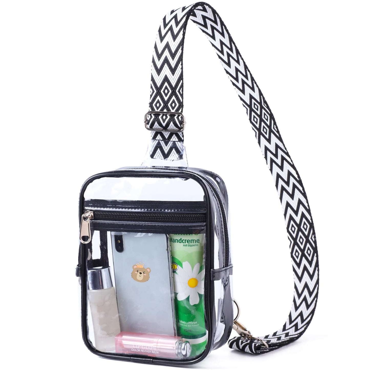 HOTMini Clear Crossbody Bag Stadium Approved | Cute Transparent Phone Purse with Adjustable Patterned Strap for Concerts, Festivals & Sports - Purple