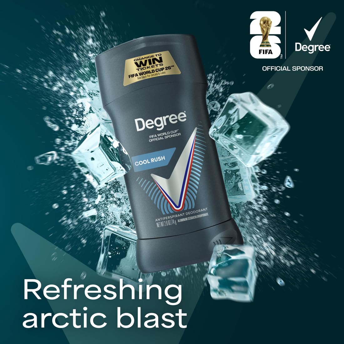 HOTDegree Men Advanced Protection Antiperspirant Deodorant 4 count Cool Rush 72-Hour Sweat and Odor Protection Antiperspirant For Men With MotionSense Technology 2.6 oz
