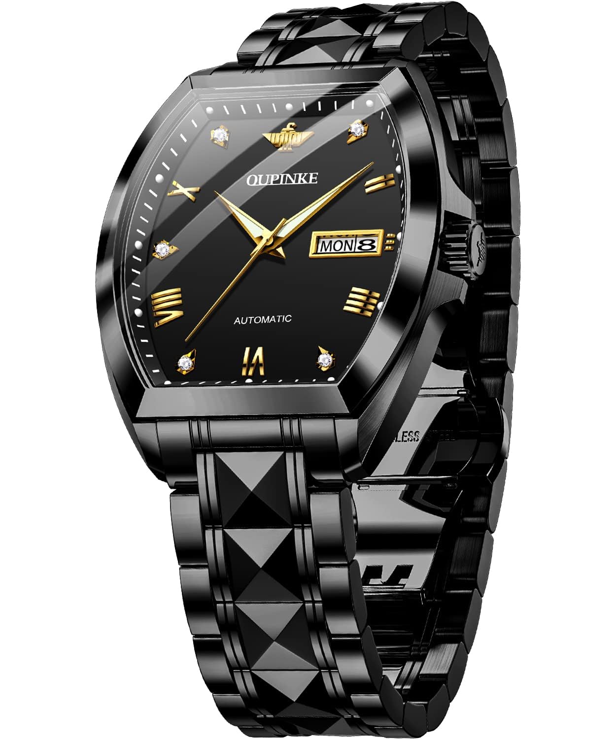 HOTOLEVS Men Analog Quartz Waterproof Watches Multifunction Chronograph Diamond Moon Phase Luminous Silicone Band Wrist Watches