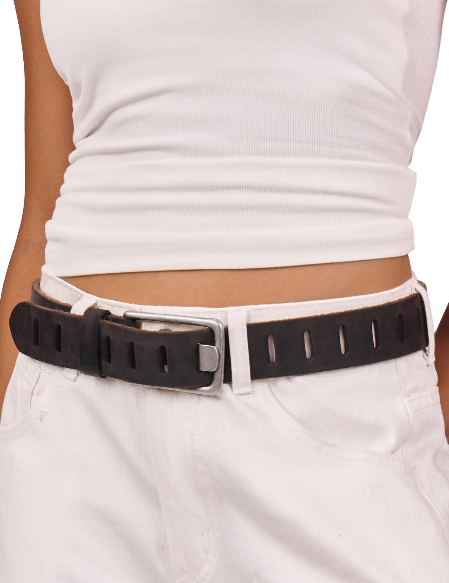 HOTWomens Genuine Leather Belt for Jeans Pants Width 1.57" Western Cowgirl Wide Belts for Ladies with Gift Box