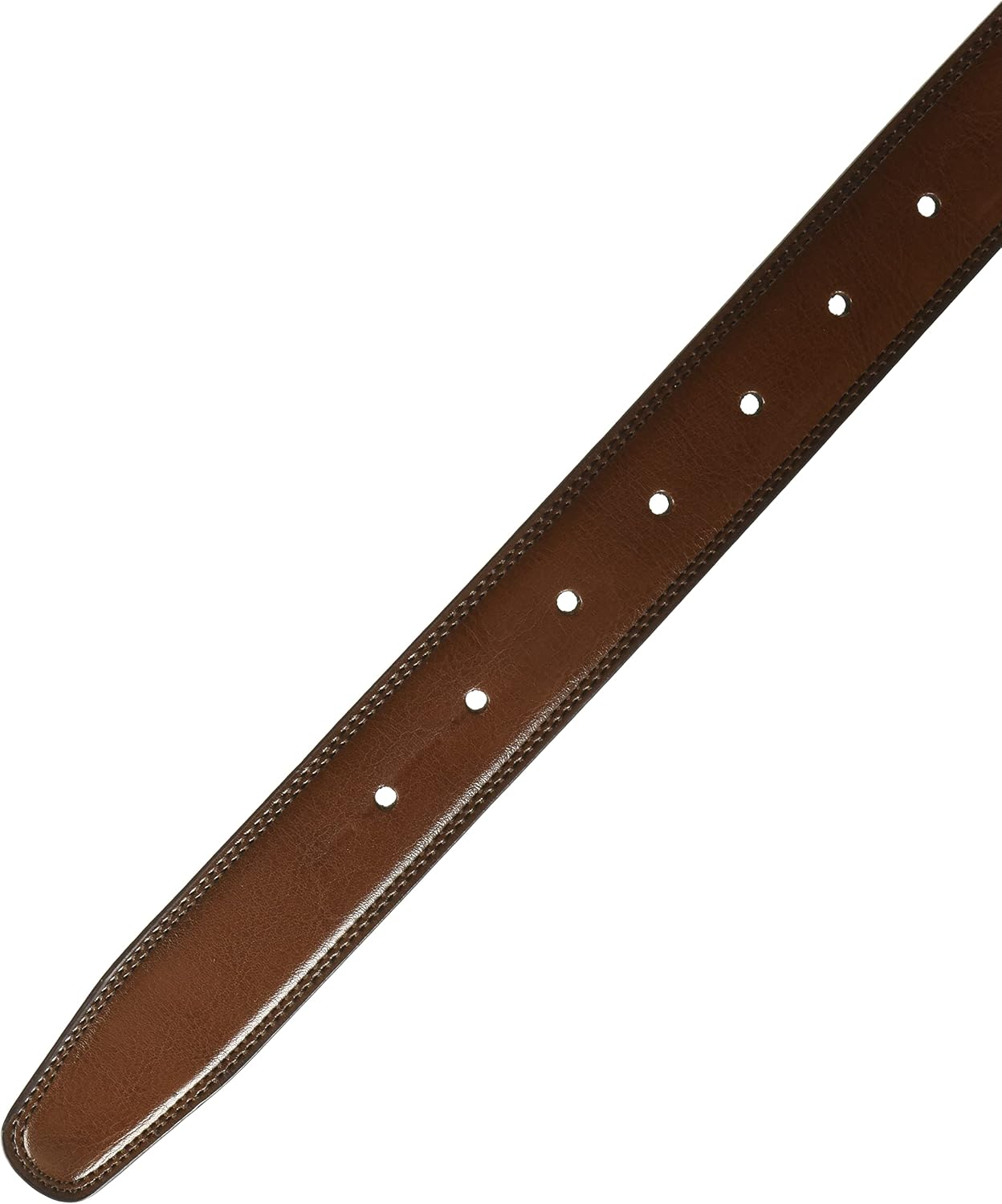 HOTPerry Ellis Men's Portfolio Double Stitched Leather Reversible Belt, Brown/Black, Silver Prong Buckle, Burnished Edges