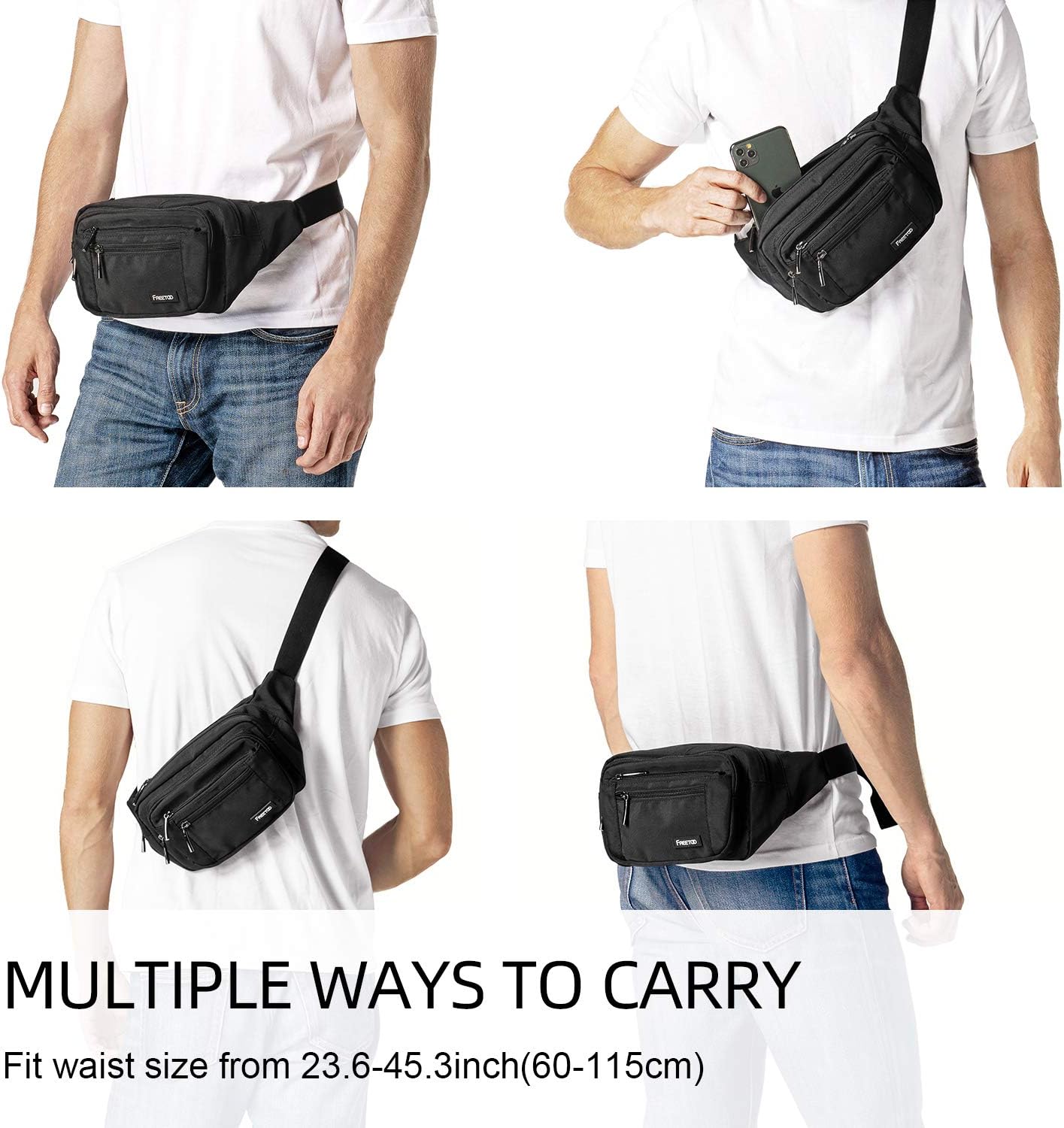 HOTFREETOO Waist Pack Bag Fanny Pack for Men&Women Hip Bum Bag with Adjustable Strap for Outdoors Workout Traveling Casual Running Hiking Cycling