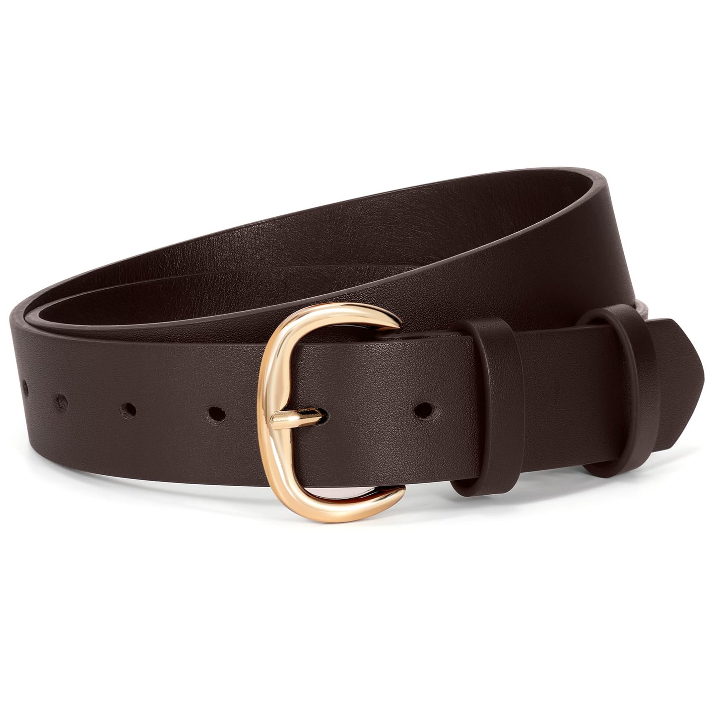 HOTSANSTHS Womens Belt with Same Color Square Buckle, 9 Hole Adjustable Flexible PU Leather Belt for Women Jeans Pants Dresses