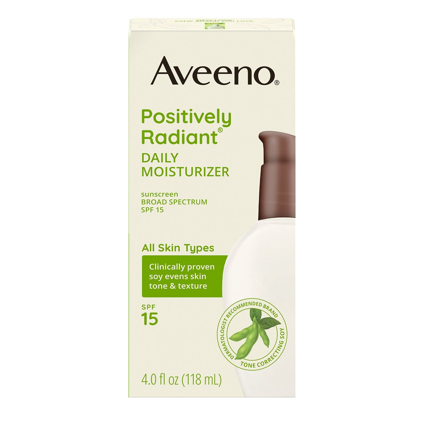 HOTAveeno Positively Radiant Face Moisturizer with SPF 30 Sunscreen, Hydrating Facial Moisturizer with Soy Extract to Visibly Improve Skin Tone and Texture, Hypoallergenic Formula, Oil-Free, 2.3 Fl Oz