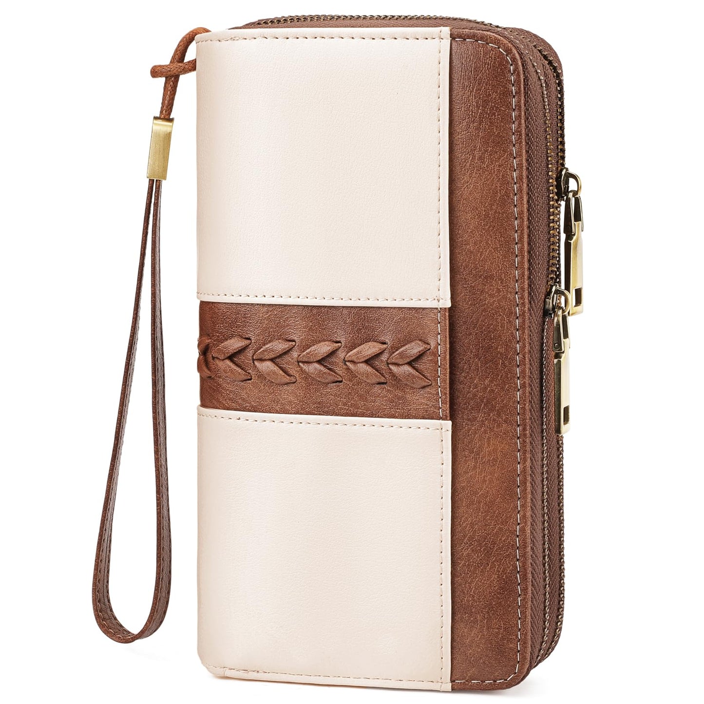 HOTFALAN MULE Wallet for Women RFID Blocking Leather Large Capacity Zip Around Ladies Card Holdr Phone Purse Wristlet