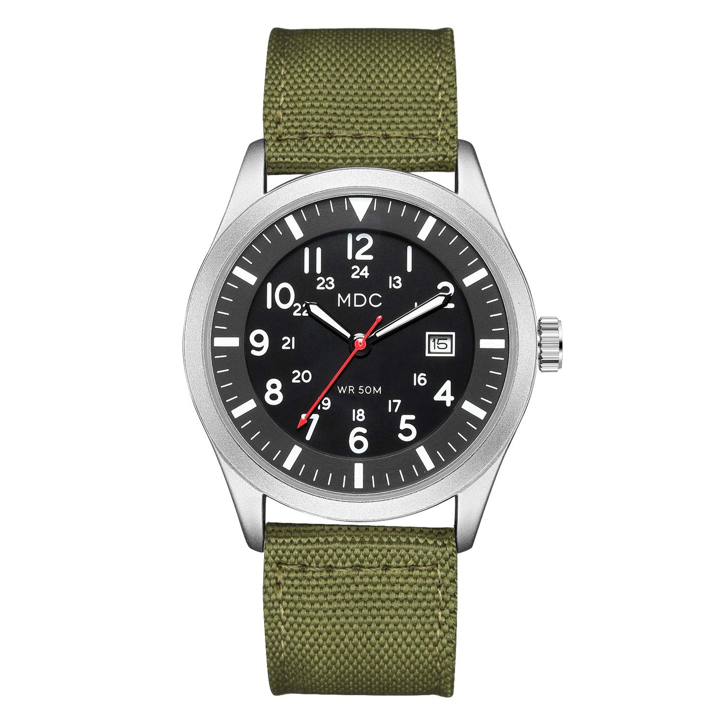HOTInfantry Mens Military Field Watch, Easy Read Large Face, 12/24H Nylon Band | Tactical Analog Time, Date Window, Japanese Quartz, 5ATM Waterproof, Lightweight Breathable Strap, Work Outdoor Gift