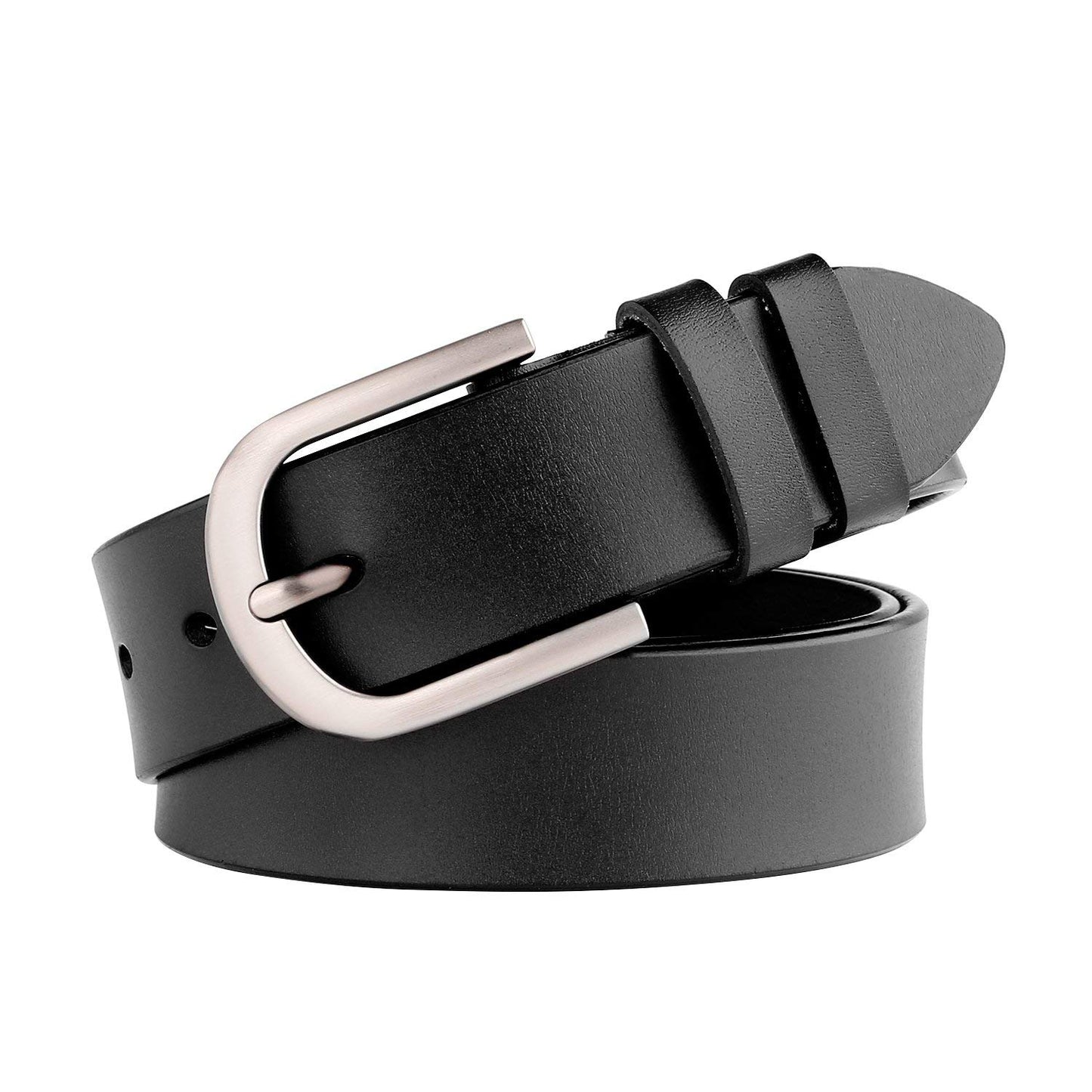 HOTWHIPPY Women Leather Belt for Jeans Pants Dresses Black Ladies Waist Belt with Pin Buckle