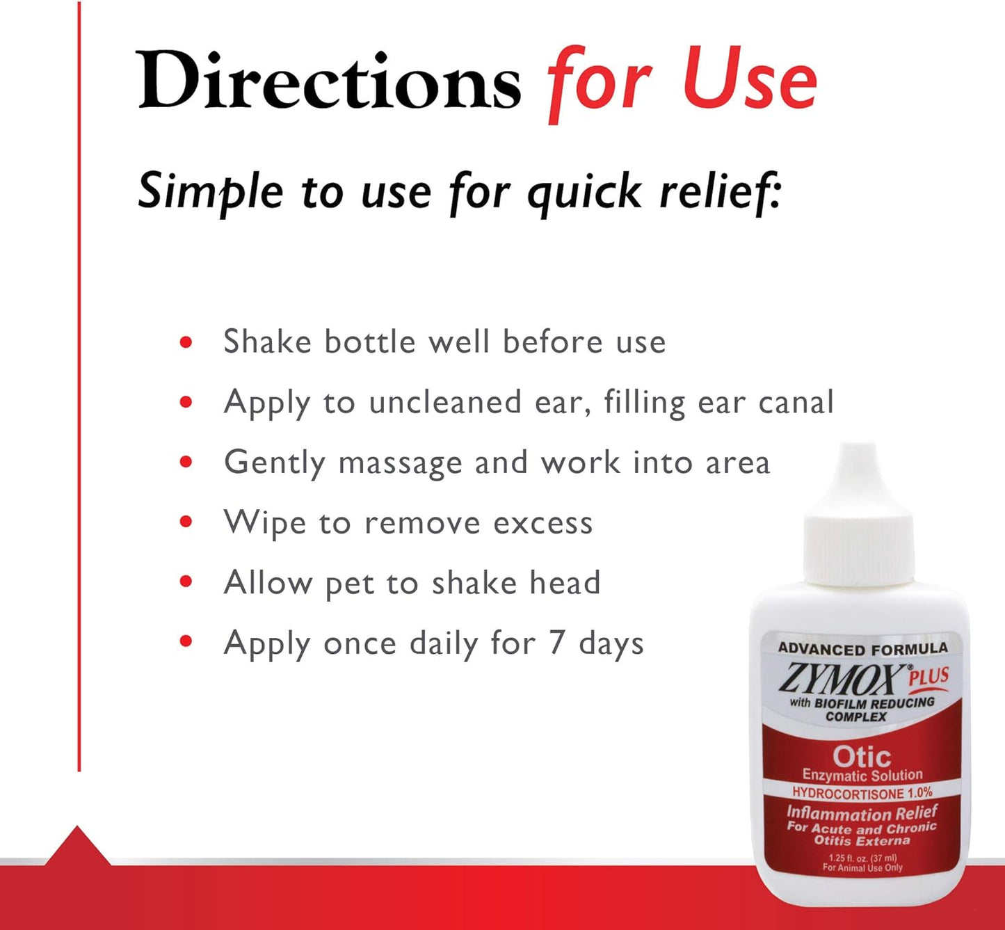 HOTZymox Advanced Formula Otic Plus Enzymatic Ear Solution for Dogs and Cats | with 1% Hydrocortisone, 1.25oz