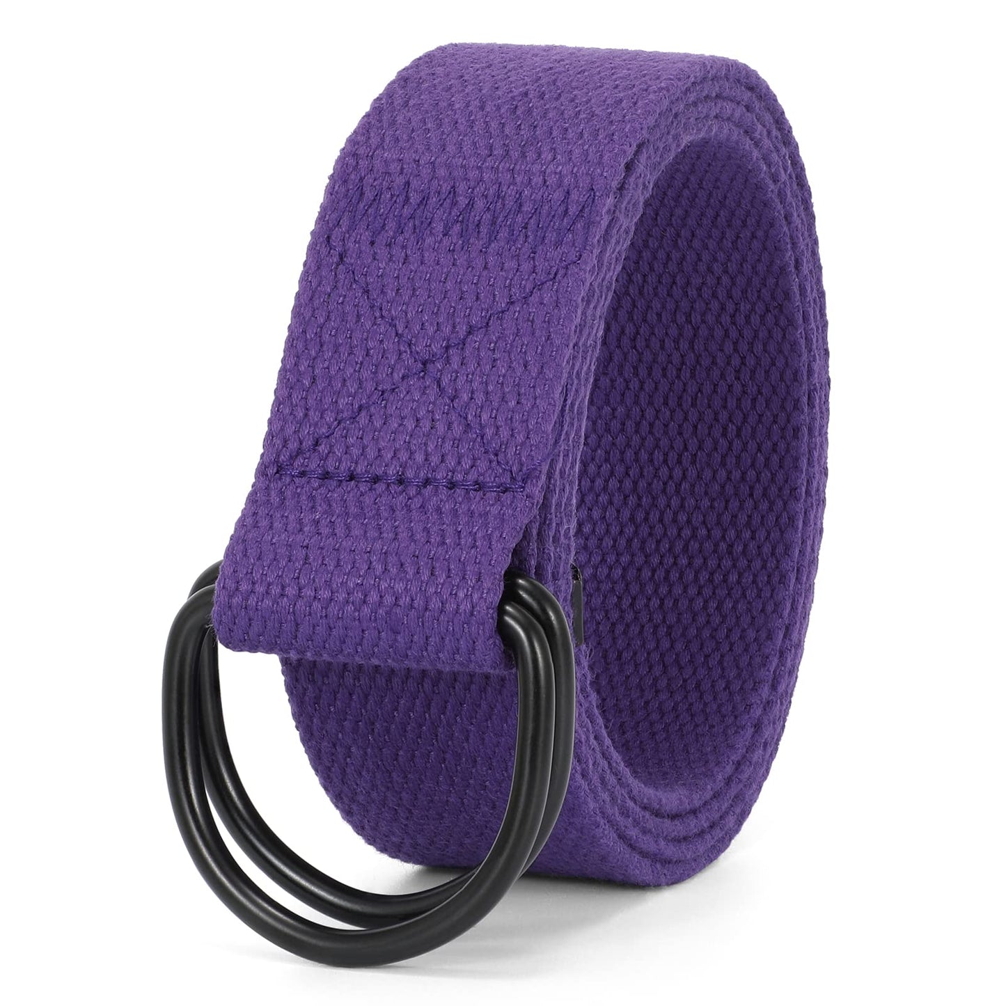 HOTJASGOOD Men Canvas Belt Web Fabric Casual Belt with Black Double D-ring 1 1/2" Wide Set of 2