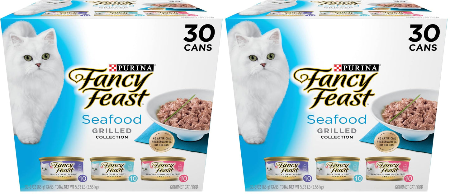 HOTPurina Fancy Feast Grilled Wet Cat Food Seafood Collection in Wet Cat Food Variety Pack - (Pack of 24) 3 oz. Cans