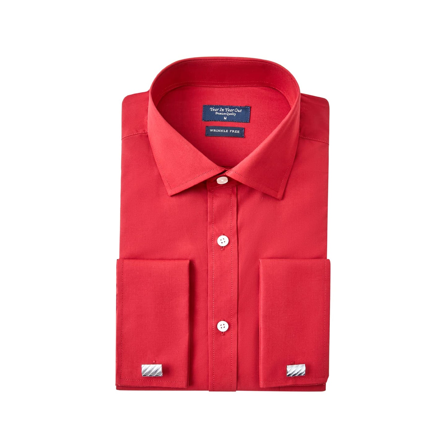 HOTYear In Year Out French Cuff Wrinkle Free Dress Shirt for Men Regular Fit Long Sleeve Wrinkle Resistant Shirt