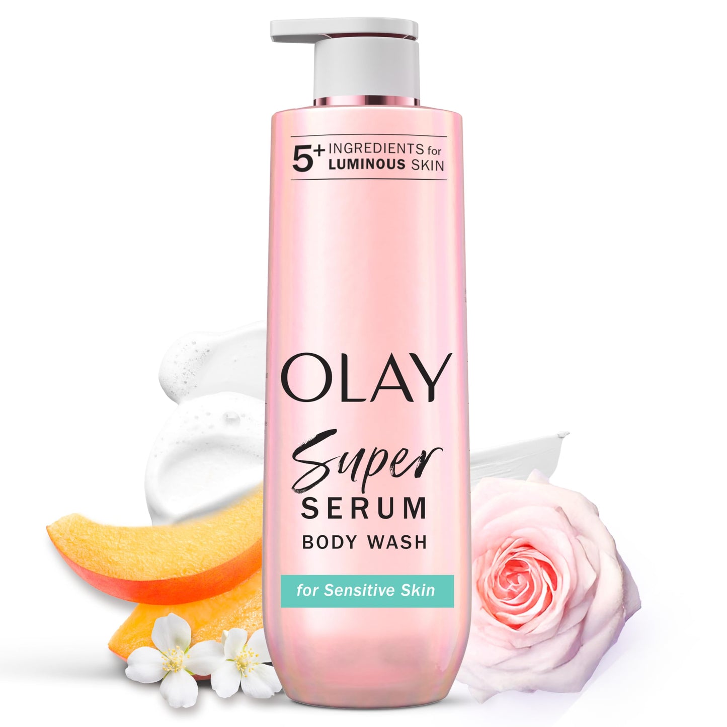 HOTOlay Super Serum Body Wash for Extra Dry Skin, 24hr Long Lasting Rich Hydration, 5+ Ingredient Complex for Bright, Even, Firm, & Luminous Skin, with Collagen Peptide, Vitamin C & Shea Butter, 20 fl oz