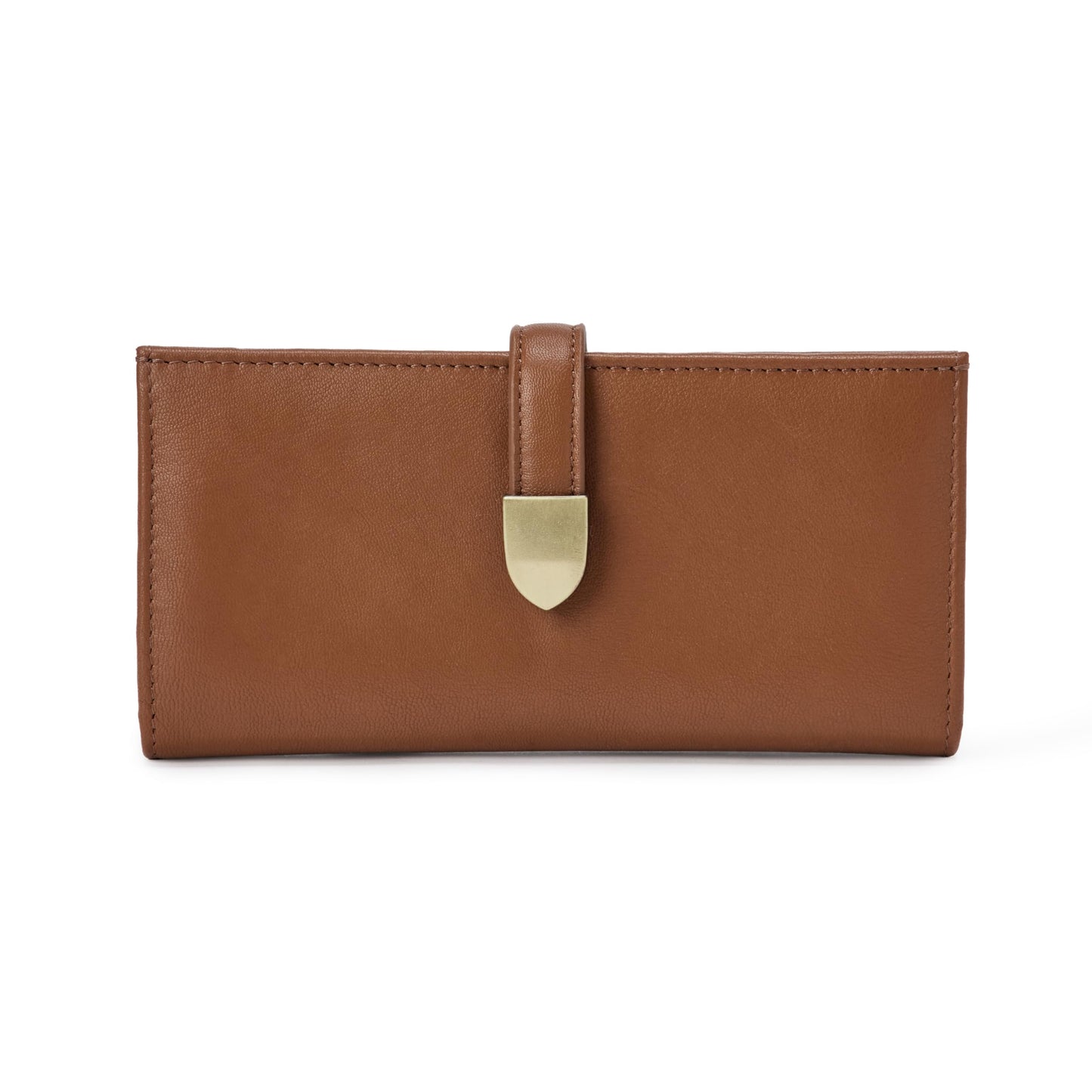 HOTAmazon Essentials Women's Leather Clutch Wallet with Multiple Card Pockets and Zip Compartments, Tan, One Size