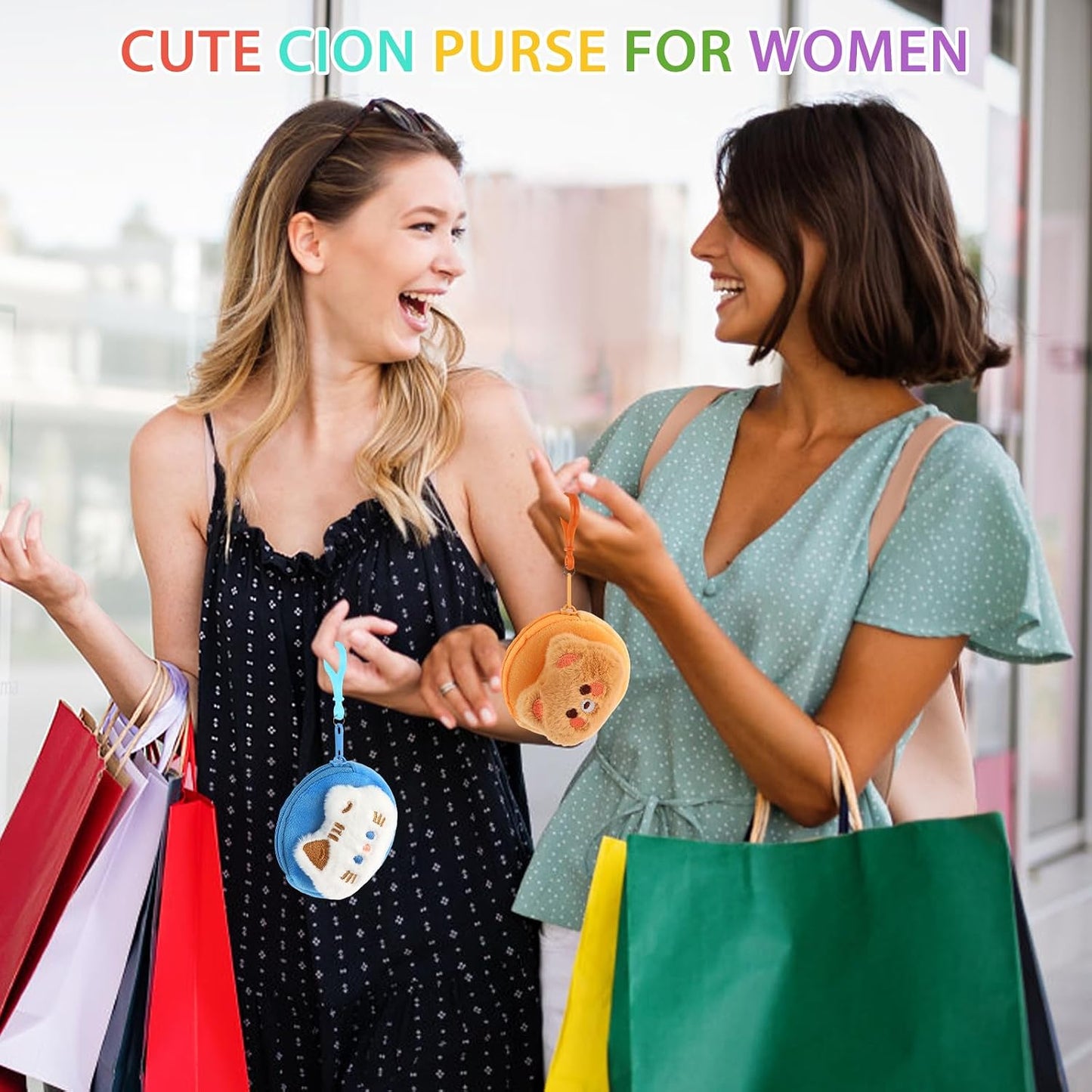 HOT24 Pcs Cute Coin Purse for Women, Kawaii Plush Coin Pouch, Mini Wallet with Zipper Keychain, Small Change Purse for Women on Back to School Halloween Christmas Exchange Gifts
