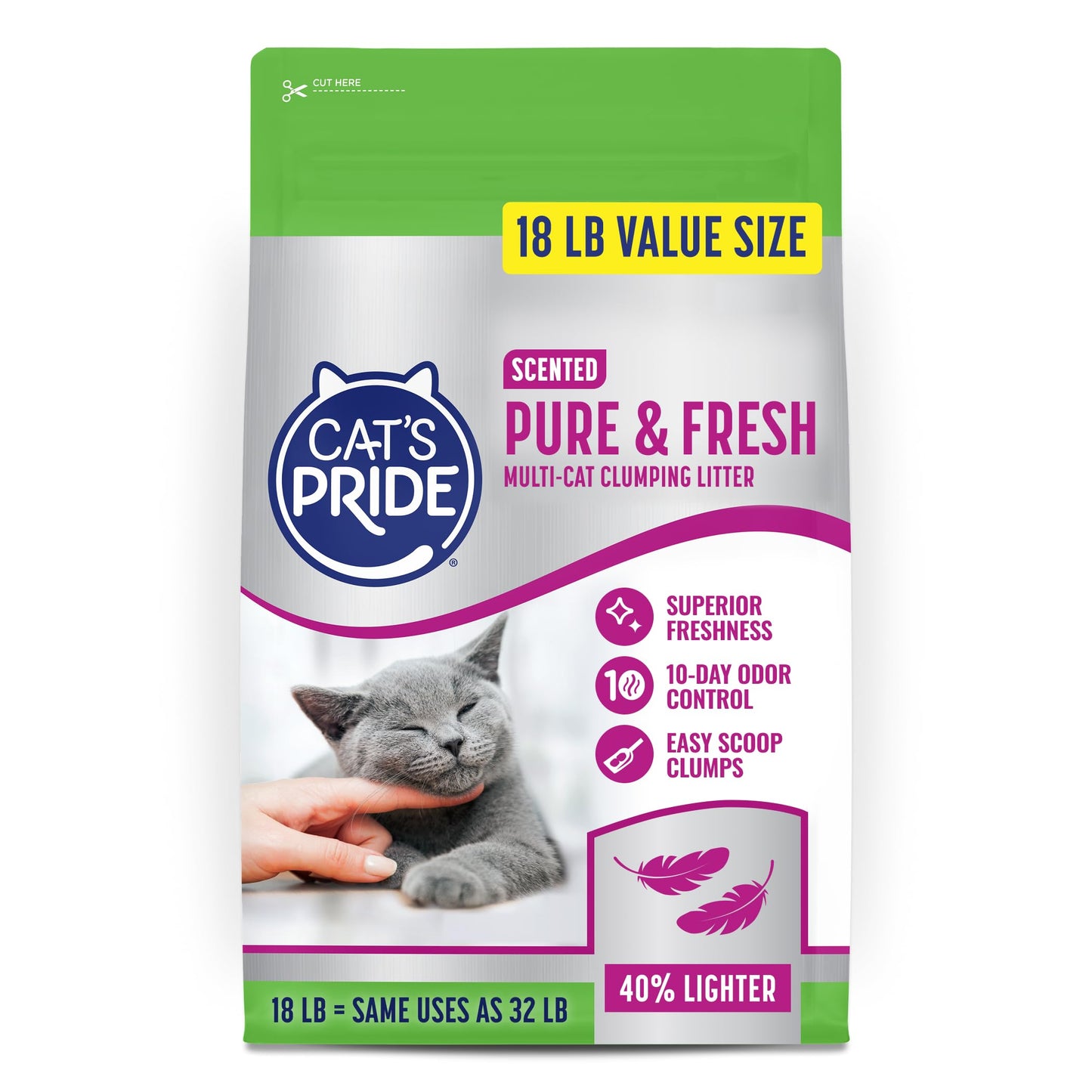 HOTCat's Pride Premium Lightweight Clumping Litter: Pure & Fresh - Up to 10 Days of Powerful Odor Control - Multi-Cat, Scented, 10 Pounds