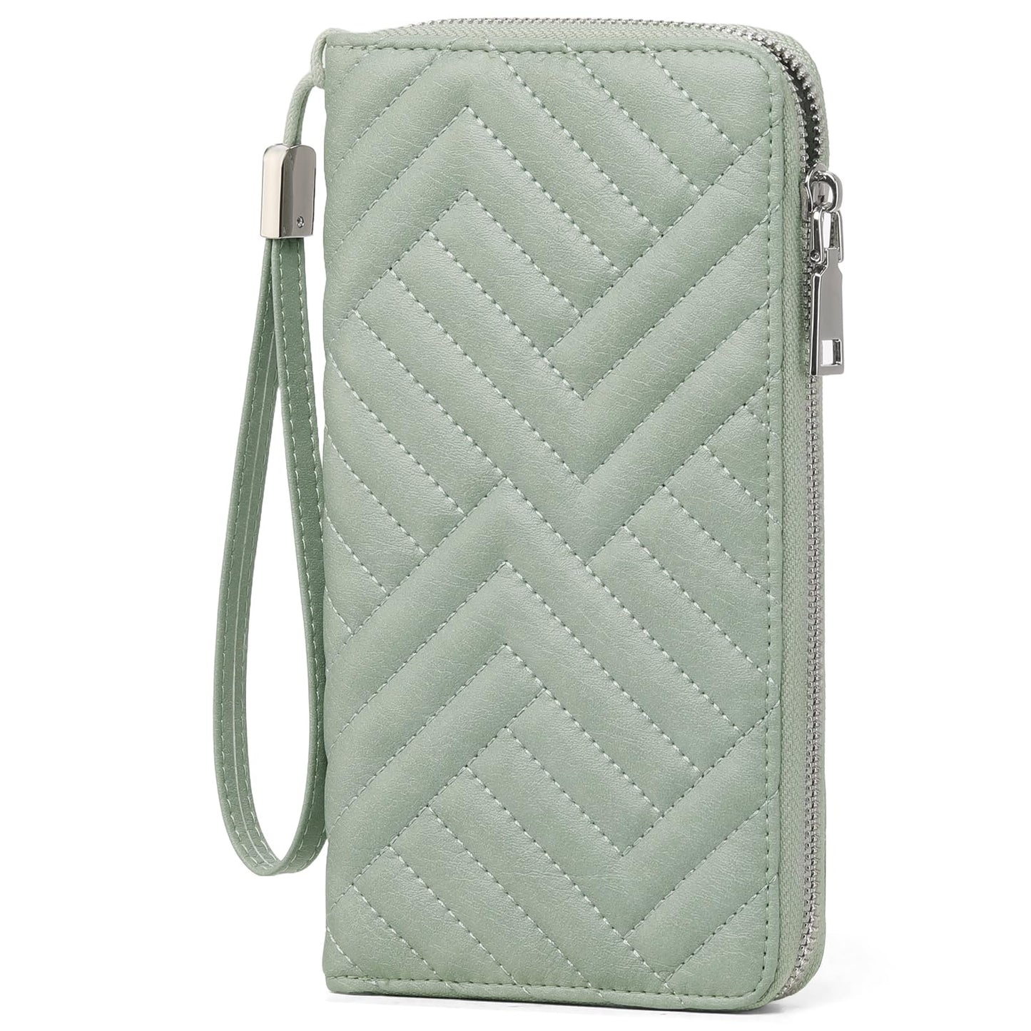 HOTGOIACII Womens Wallet RFID Blocking Leather Large Capacity Long Purse Card Clutch Wristlet