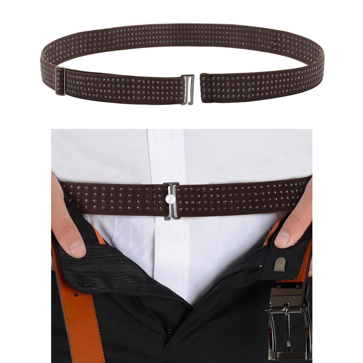 HOTSUOSDEY Shirt Stays Belt for Men Shirt Tucker Holder Crop Top Band for Women Non-slip Adjustable Elastic Band