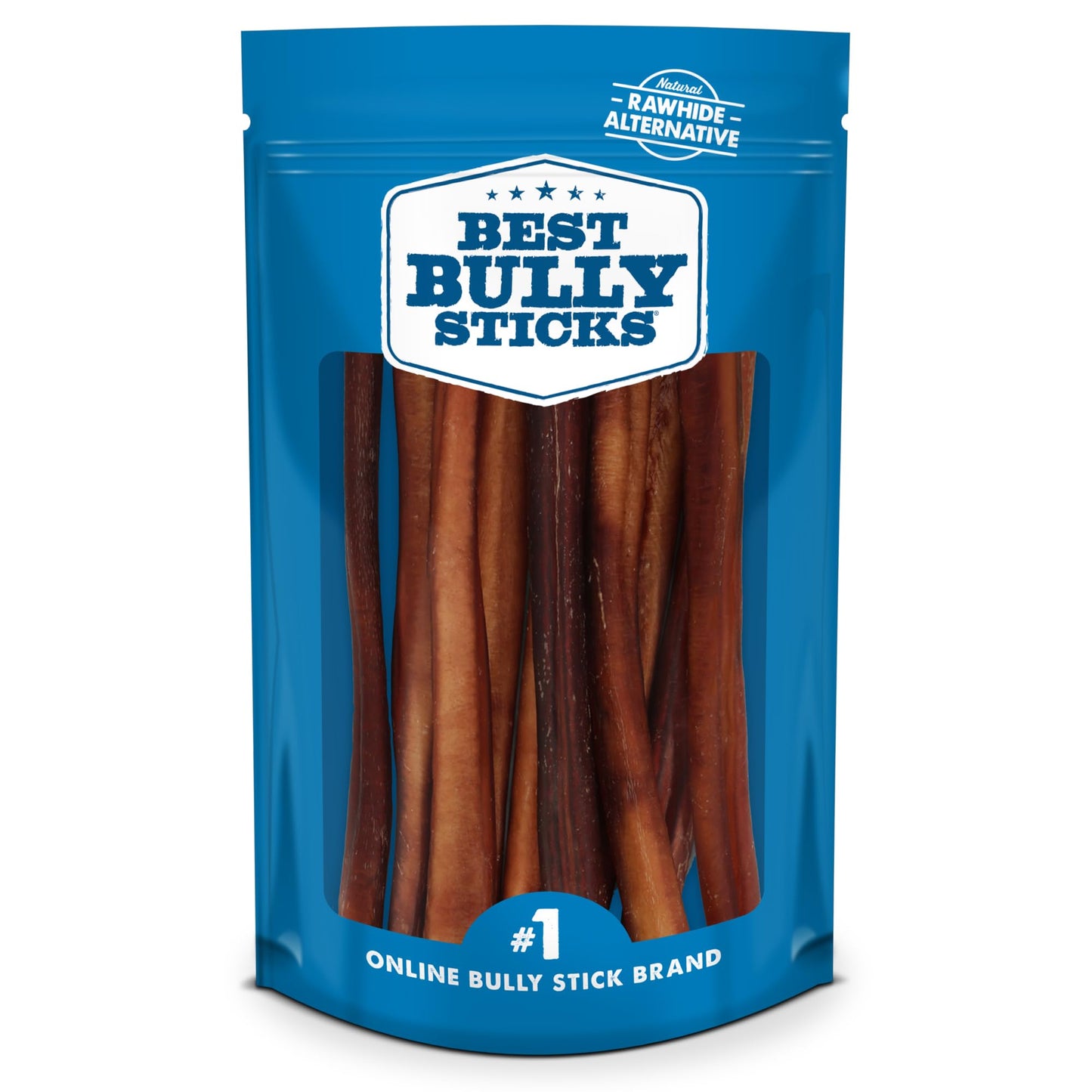 HOTBest Bully Sticks Thick Bully Sticks Dog Chews, 6", 5 Count | 100% grass-fed beef, single ingredient natural dog chews, easily digestible, long lasting, rawhide-free, grain-free
