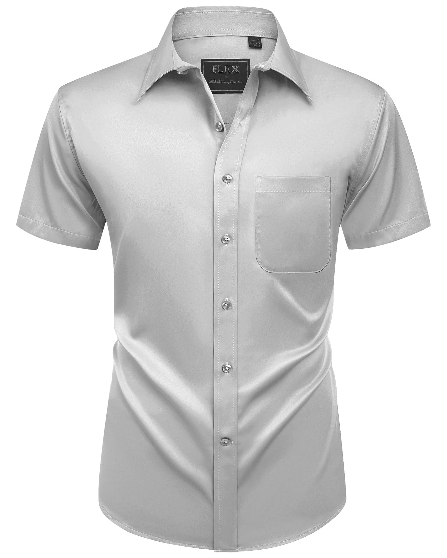 HOTAlimens & Gentle Mens Short Sleeve Dress Shirts Wrinkle Free Solid Casual Button Down Shirts with Pocket