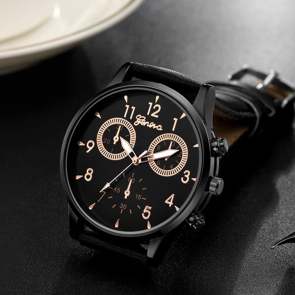 HOT6 Pack Men's Leather Quartz Watch Geneva Casual Dress Wrist Band Watches Wholesale Lots Set