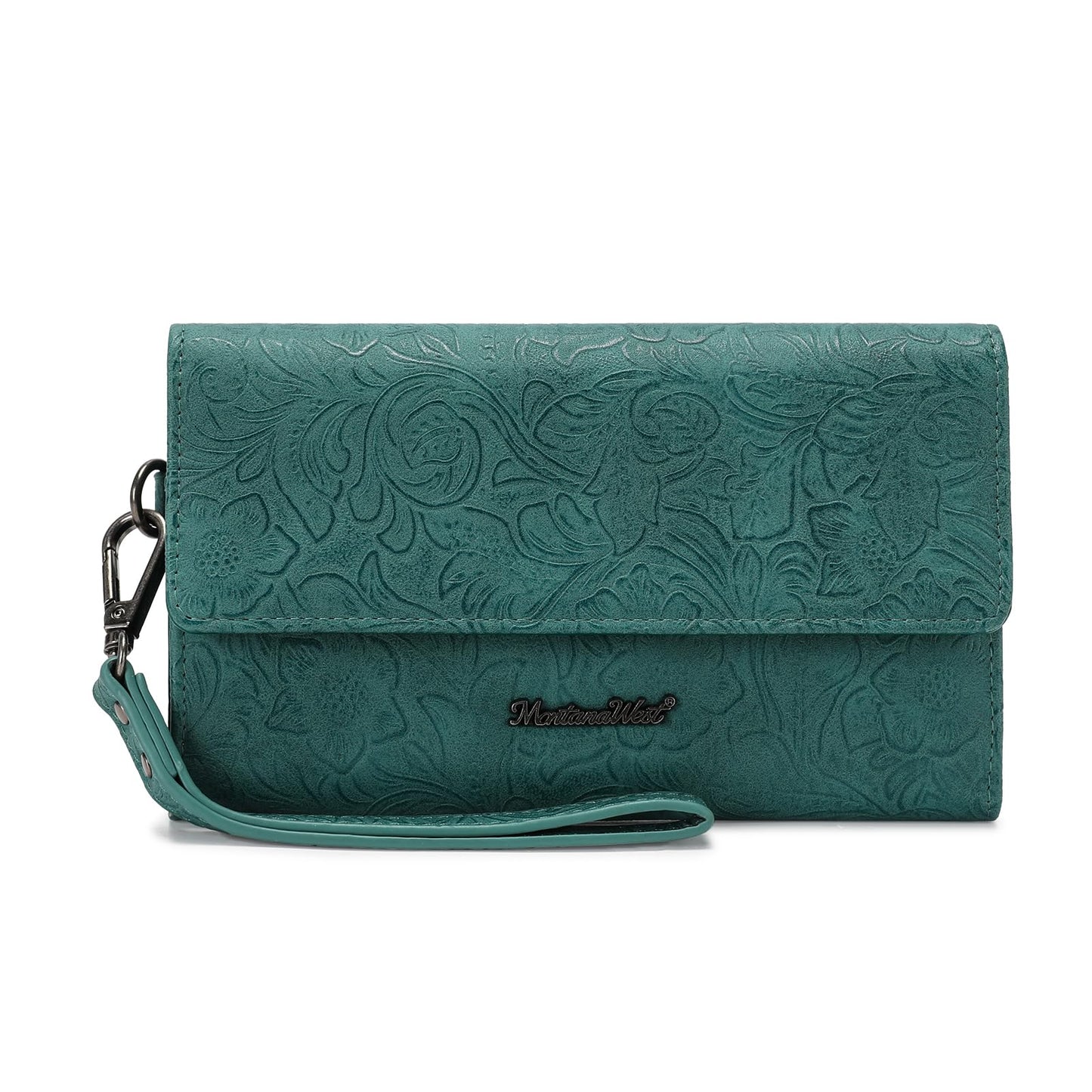 HOTMontana West Women Wallet Trifold Large Capacity Phone Wristlet Travel Credit Card Cash Wallets with Coin Purse and Wrist Strap