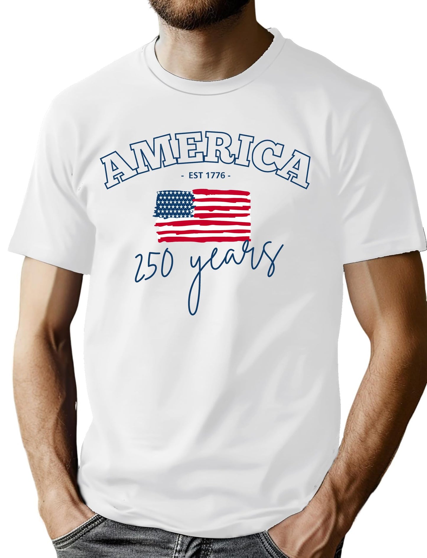 HOT250th Anniversary USA Shirts for Men American Flag T-Shirt 4th of July Shirt 250 Years Birthday Patriotic Tops