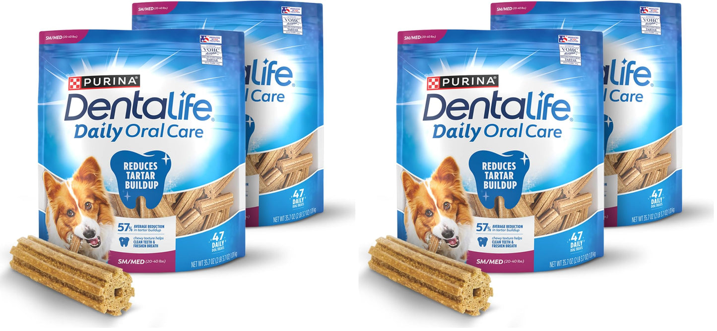 HOTDentaLife Daily Oral Care Dog Treats for Small and Medium Dogs, Chewy Dental Treat to Freshen Breath and Fight Tartar, Chicken Flavor - 40 ct. Pouch