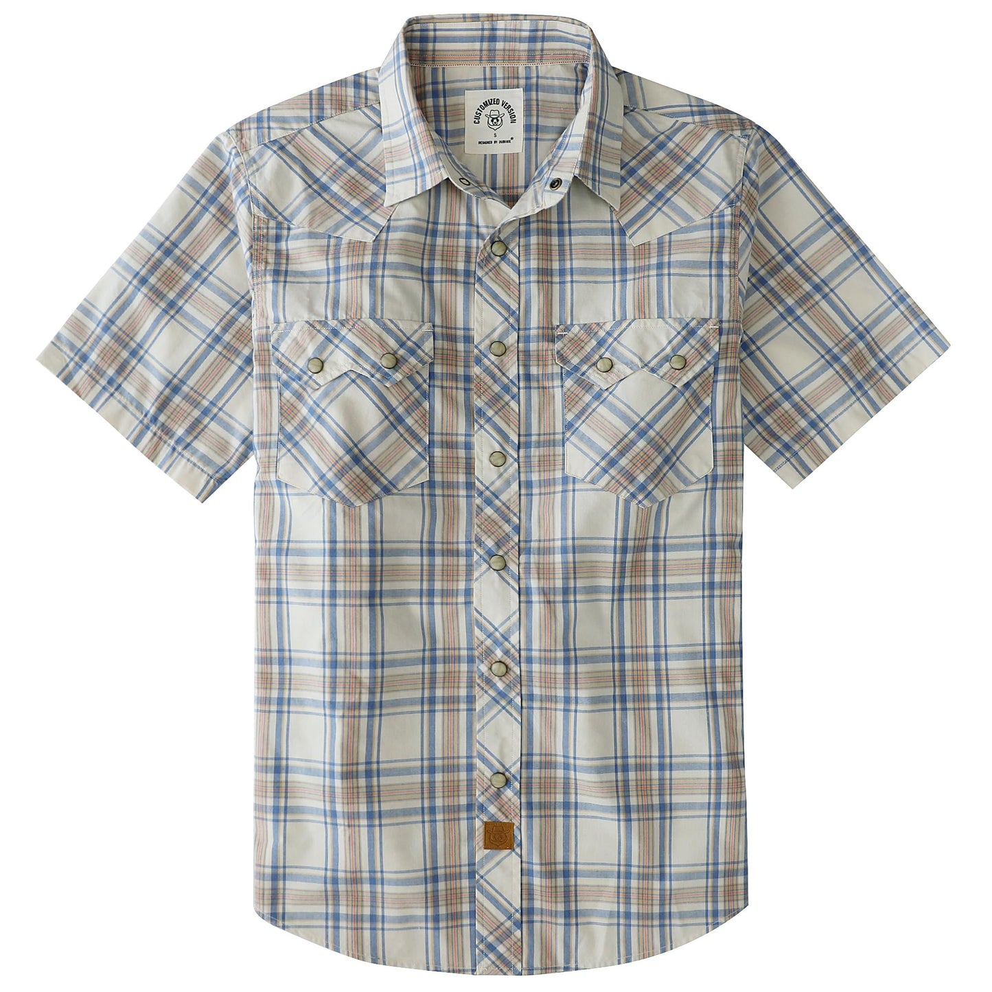 HOTDubinik® Pearl Snap Western Shirts for Men Short Sleeve Cowboy Men's Casual Shirt with 2 Sawtooth Pocket Vintage