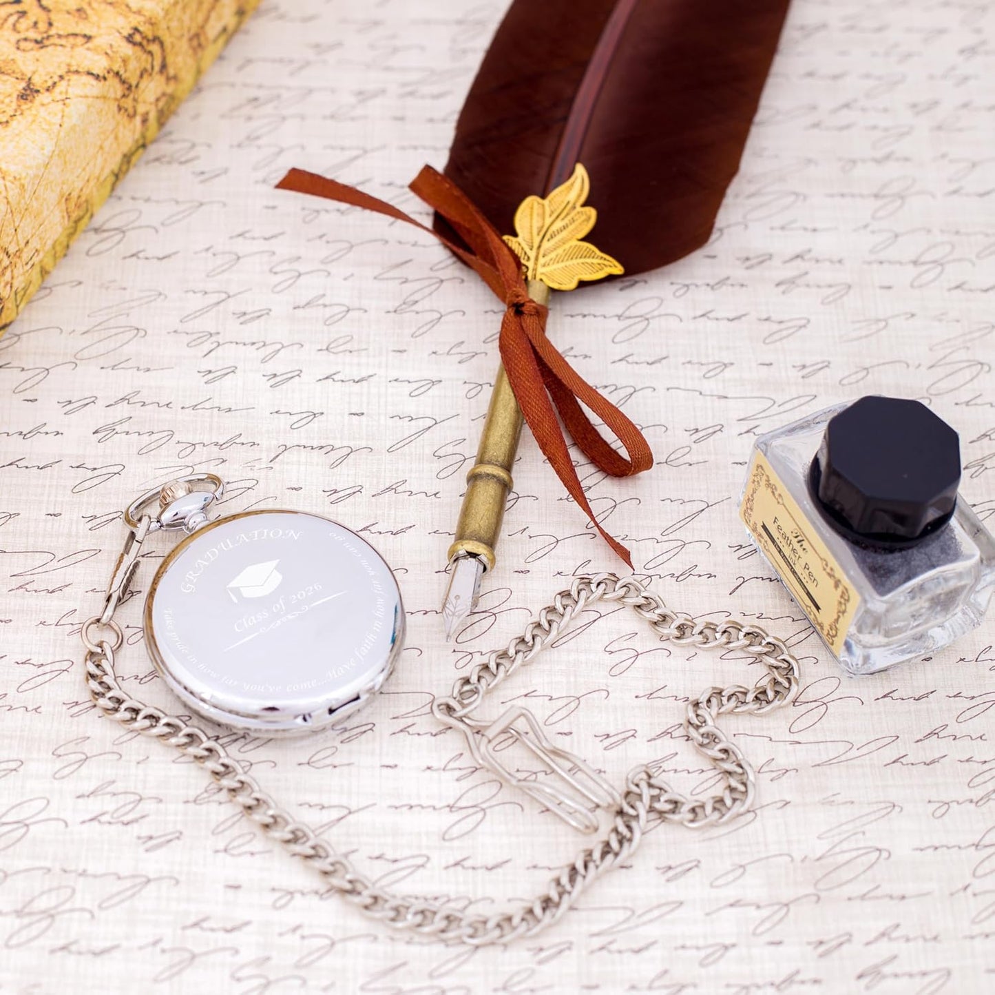 HOTFJ FREDERICK JAMES College Graduation Gift for Him 2026 - Silver Pocket Watch - Engraved ‘Class of 2026’ – Meaningful High School Grad Gifts for Boys/Son