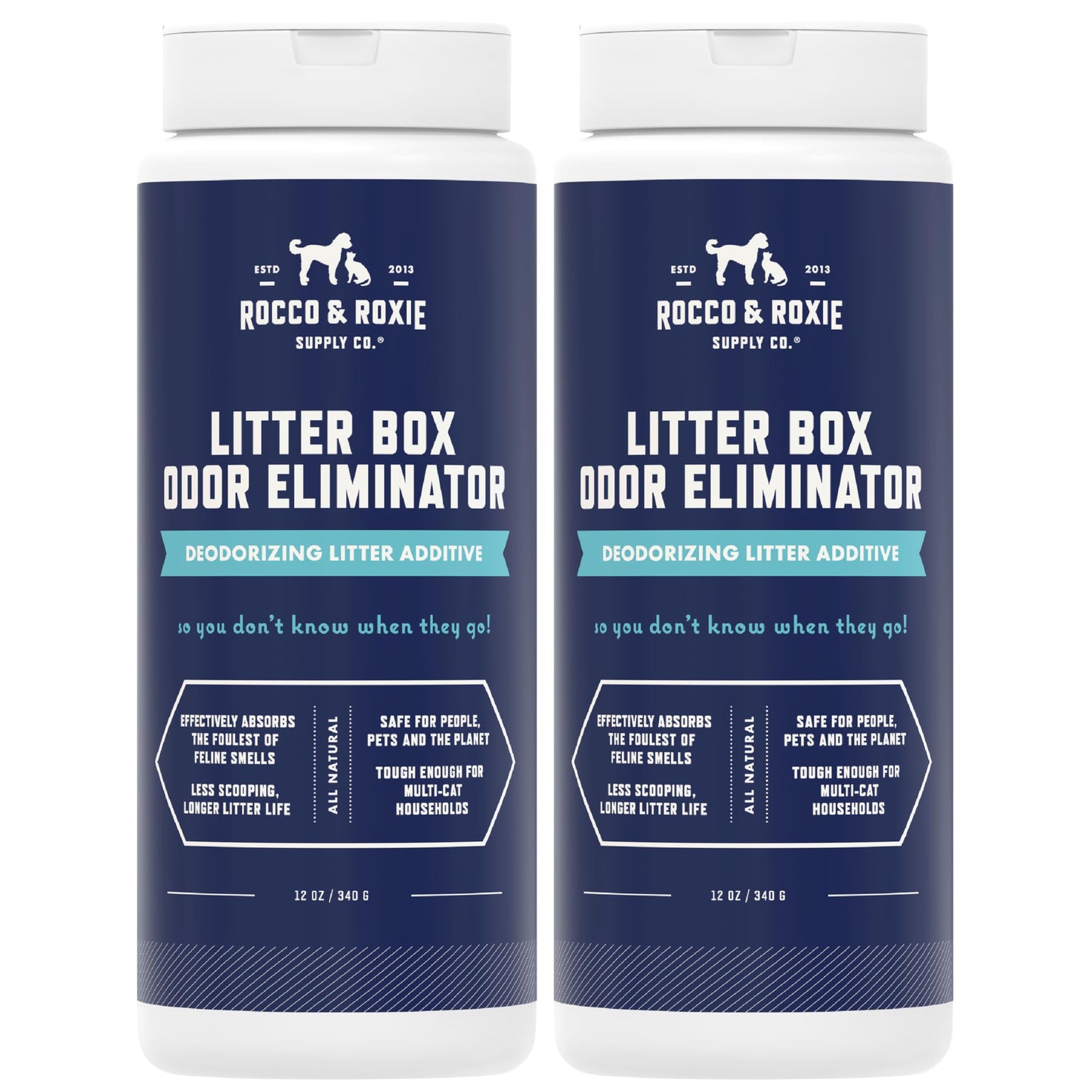 HOTRocco & Roxie Litter Box Odor Eliminator, Best Natural Urine Deodorizer, Cat Box Deodorizer, Smell Control, Odor Absorber, Safe for Kitty, 12 oz