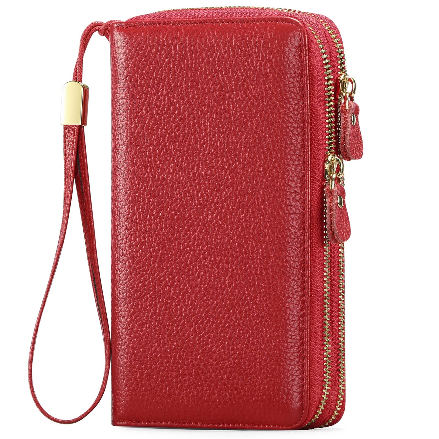 HOTSENDEFN Leather Women Wallet RFID Blocking Zipper Around Phone Holder Clutch Wristlet Large Capacity