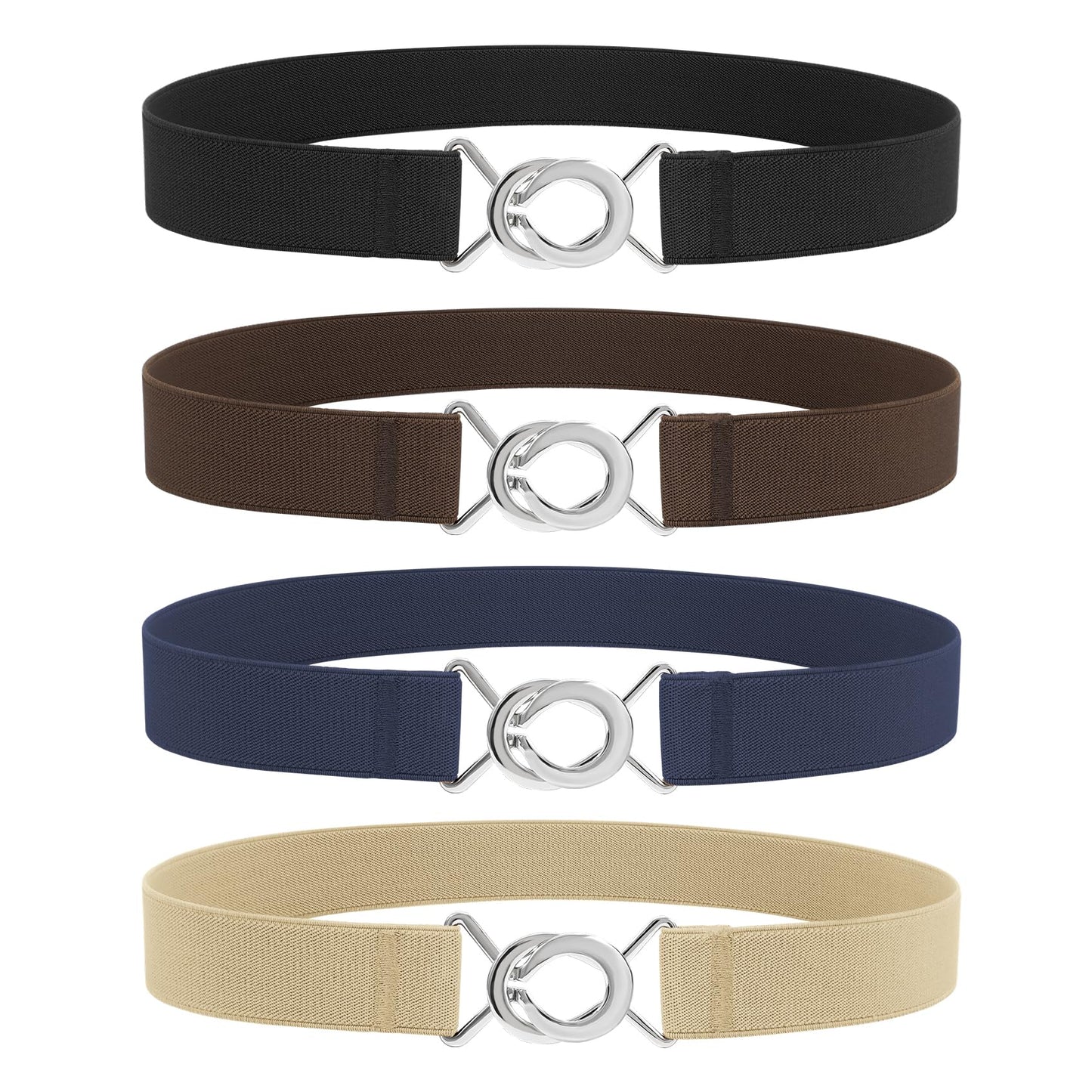 HOTWERFORU Women Skinny Elastic Waist Belt Stretchy Thin Belt for Dress Jeans