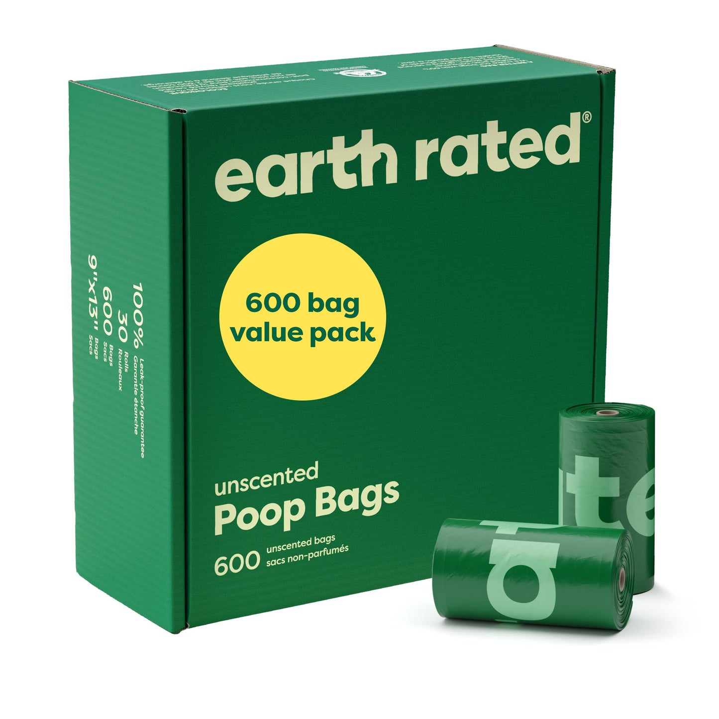 HOTEarth Rated Dog Poop Bags Value Pack, Leak-Proof and Extra-Thick Pet Waste Bag for Big and Small Dogs, Refill Rolls, Unscented, 600 Count