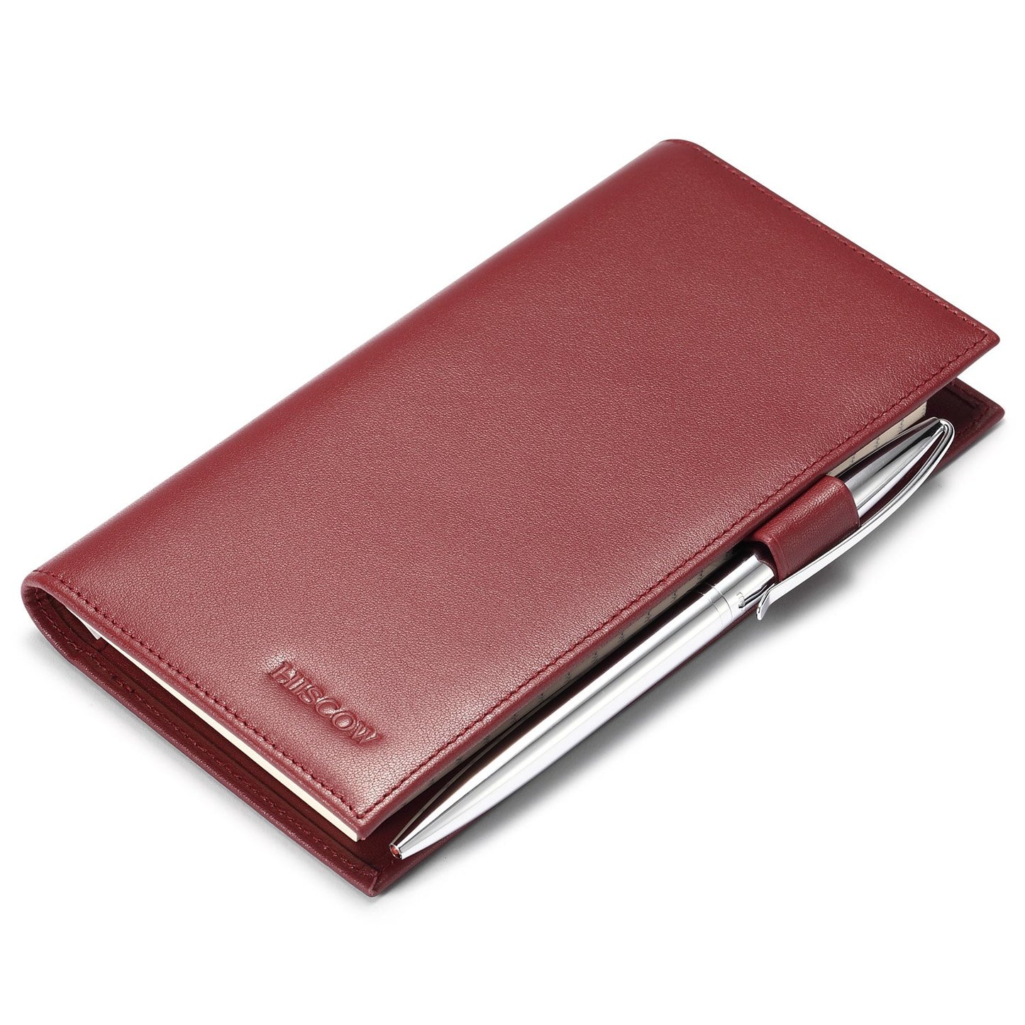 HOTHISCOW Leather Checkbook Cover for Duplicate Checks with Pen Holder | Full grain cowhide, personal check book & register pockets, removable vinyl divider, durable stitching, gifts for women men